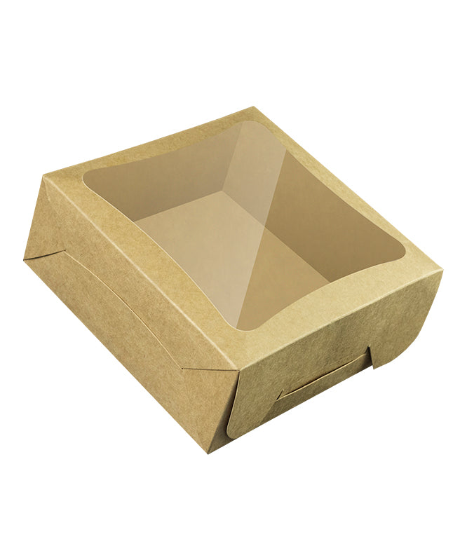 Bakery Kraft Box - 15x15x6 cm with window for Donuts / Bakery Box - 10/Case