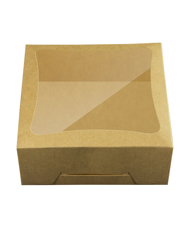 Bakery Kraft Box - 15x15x6 cm with window for Donuts / Bakery Box - 10/Case