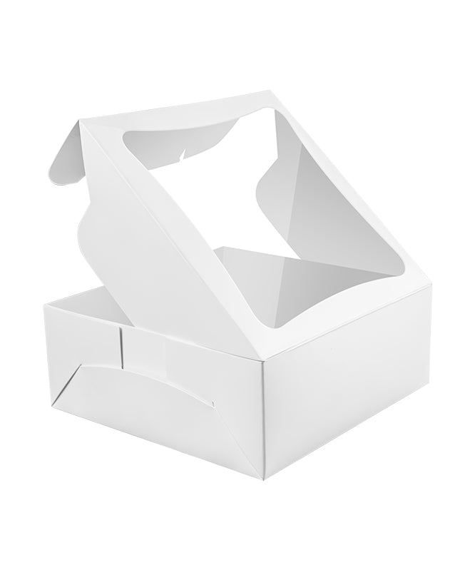 Bakery White Box - 15x15x6 cm with window for Donuts / Bakery Box - 10/Case