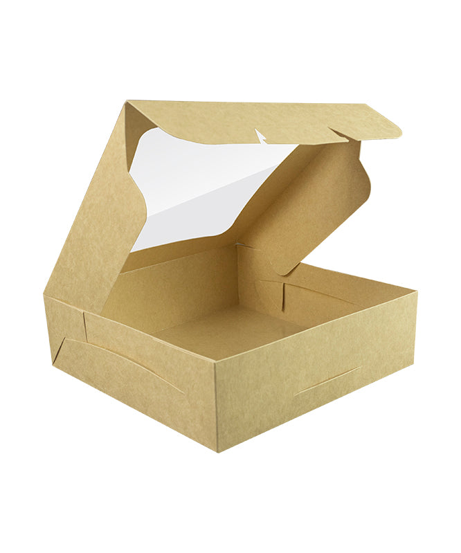 Bakery Kraft Box - 20x20x6 cm with window for Donuts / Bakery Box - 10/Case