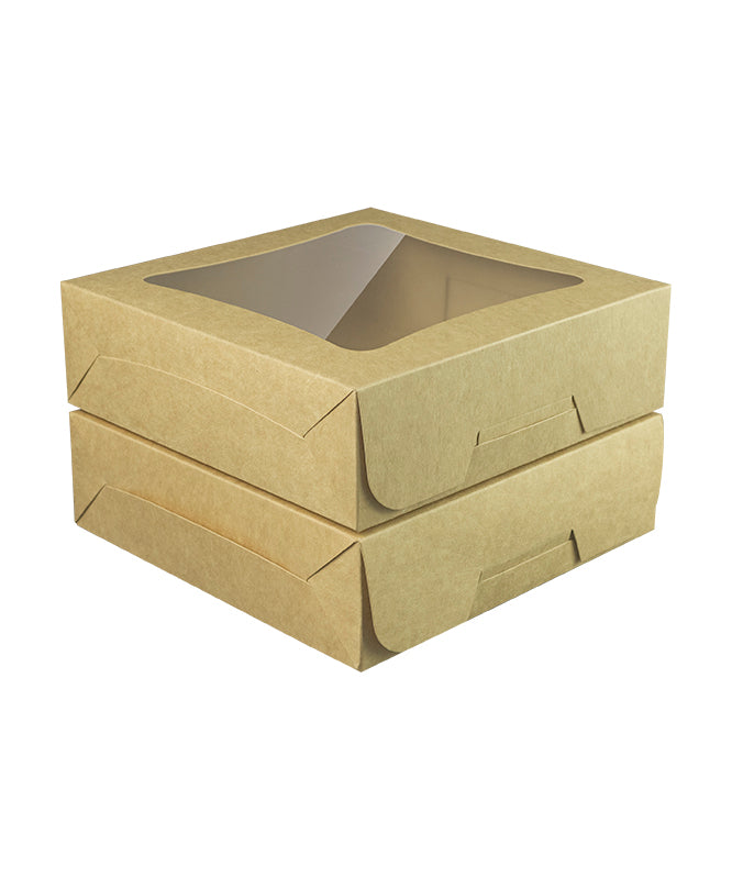 Bakery Kraft Box - 20x20x6 cm with window for Donuts / Bakery Box - 10/Case