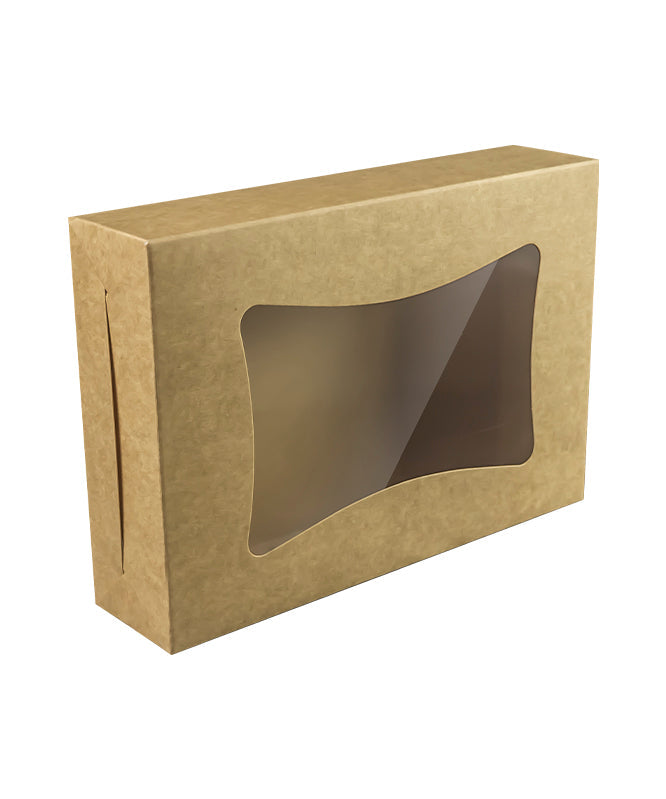 Bakery Kraft Box - 23x16x5.5 cm with window for Donuts / Bakery Box - 10/Case