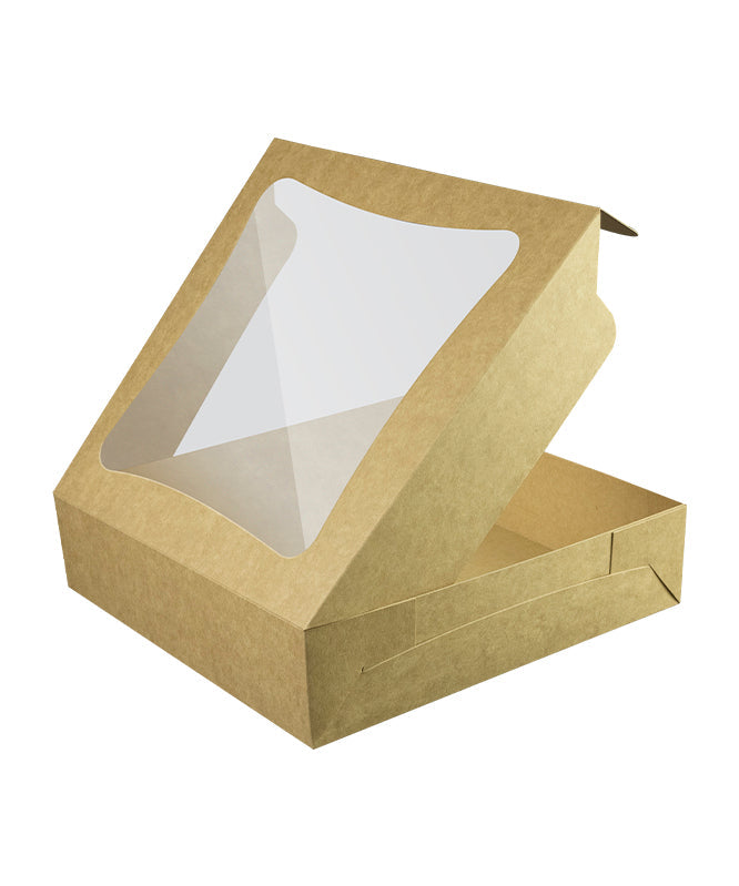 Bakery Kraft Box - 25x25x6 cm with window for Donuts / Bakery Box - 10/Case