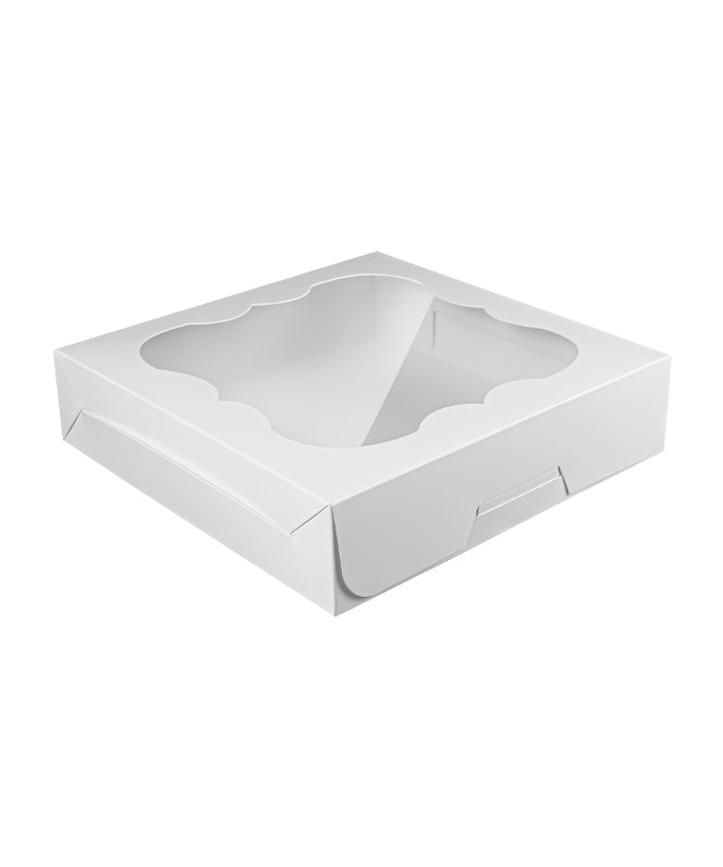 Bakery White Box - 25x25x6 cm with window for Donuts / Bakery Box - 10/Case