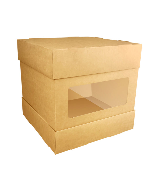 Tall Cake Kraft Box - 30x30x H:32cm with window - 1/Case