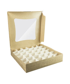 Bakery Kraft Box - 30x30x6 cm with window for Donuts / Bakery Box - 10/Case