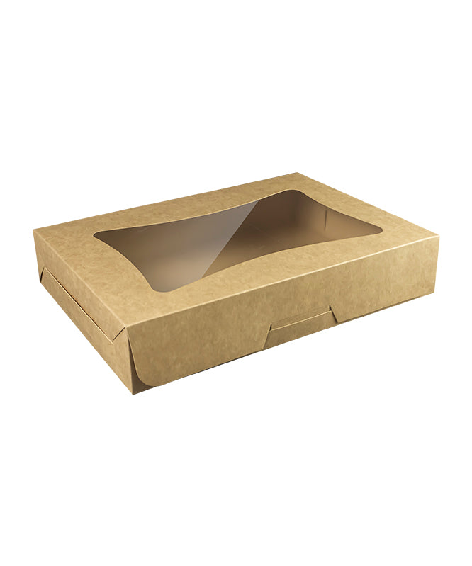 Bakery Kraft Box - 32x23x6 cm with window for Donuts / Bakery Box - 10/Case