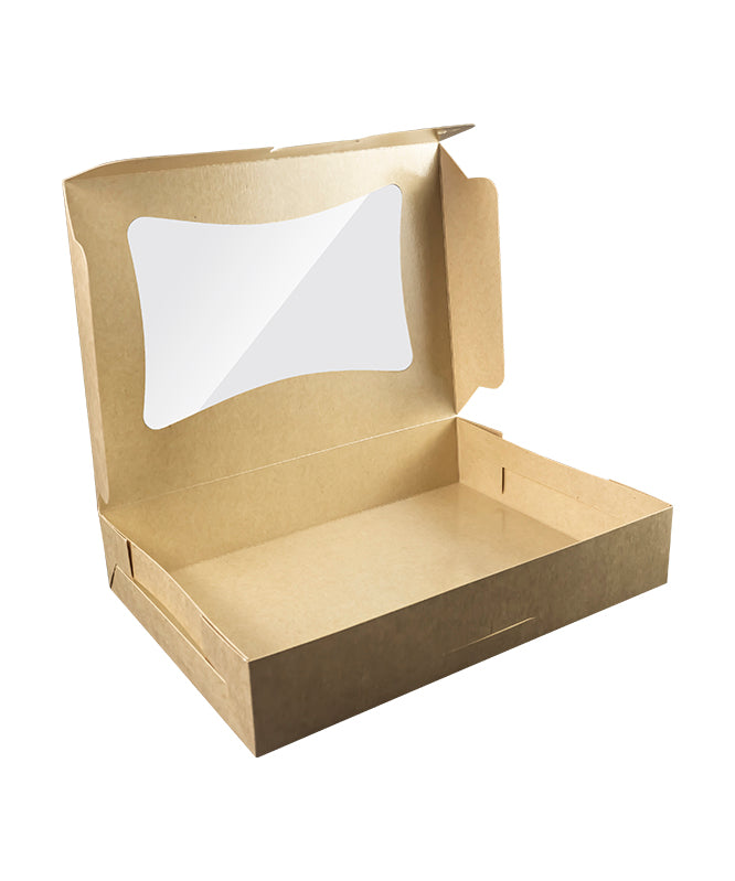 Bakery Kraft Box - 32x23x6 cm with window for Donuts / Bakery Box - 10/Case