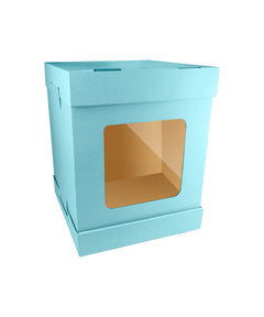 Tall Cake Box / Light Blue - 40x40x H:52cm with window - 1/Case