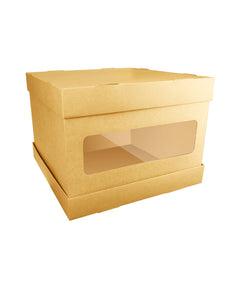 Tall Cake Box / Kraft Color - 40x40x H:32cm with window - 1/Case