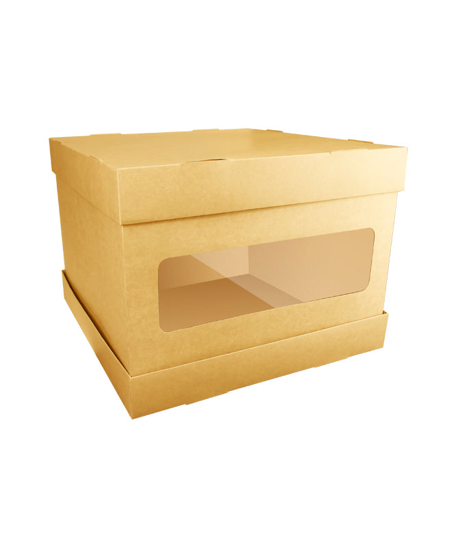 Tall Cake Box / Kraft Color - 40x40x H:32cm with window - 1/Case