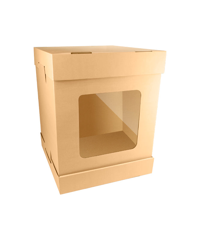 Tall Cake Box / Kraft Color - 40x40x H:52cm with window - 1/Case