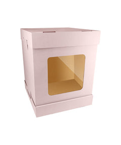 Tall Cake Box / Light Rose - 40x40x H:52cm with window - 1/Case