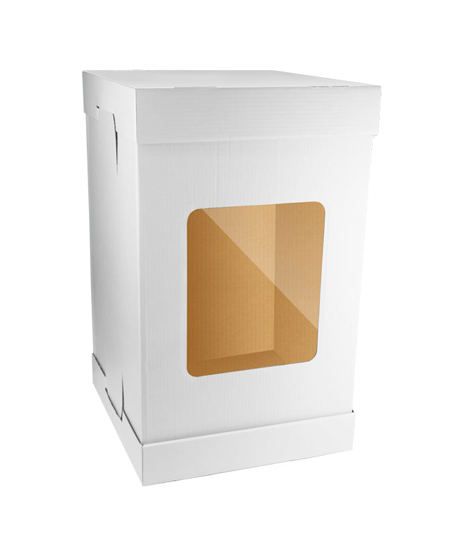 Tall Cake Box / White Color - 40x40x H:68 cm with window - 1/Case