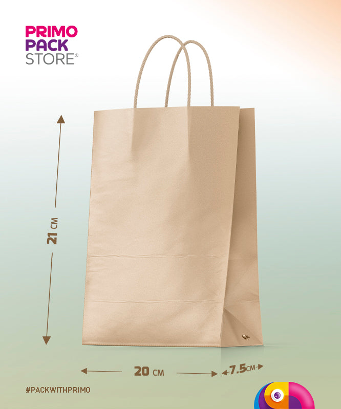 Kraft Bag with handle / Base: 20x7.5 cm H:21 cm - 10 pcs