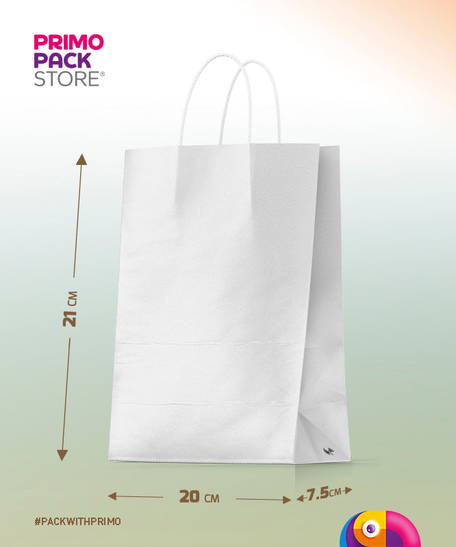 Delivery bag with handle / Base: 20x7.5 cm H:21 cm - white - 10pcs