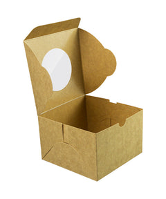 Bakery Kraft Box - 12x12x8 cm with window for Donuts / Bakery Box - 10/Case