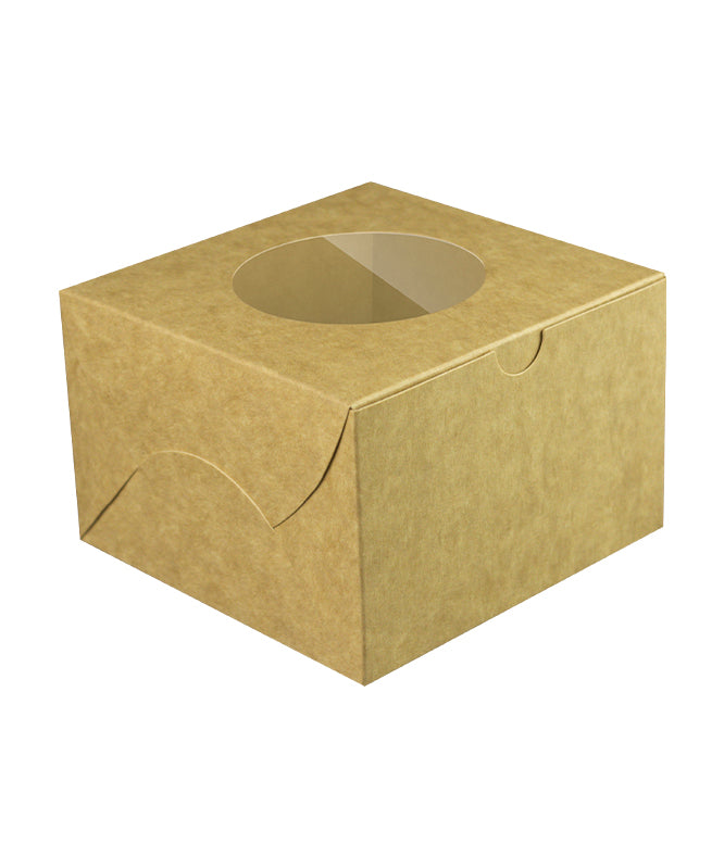 Bakery Kraft Box - 12x12x8 cm with window for Donuts / Bakery Box - 10/Case