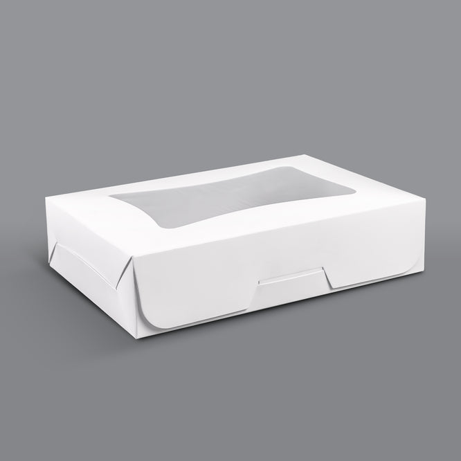 Bakery White Box - 23x16x5.5 cm with window for Donuts / Bakery Box - 10/Case